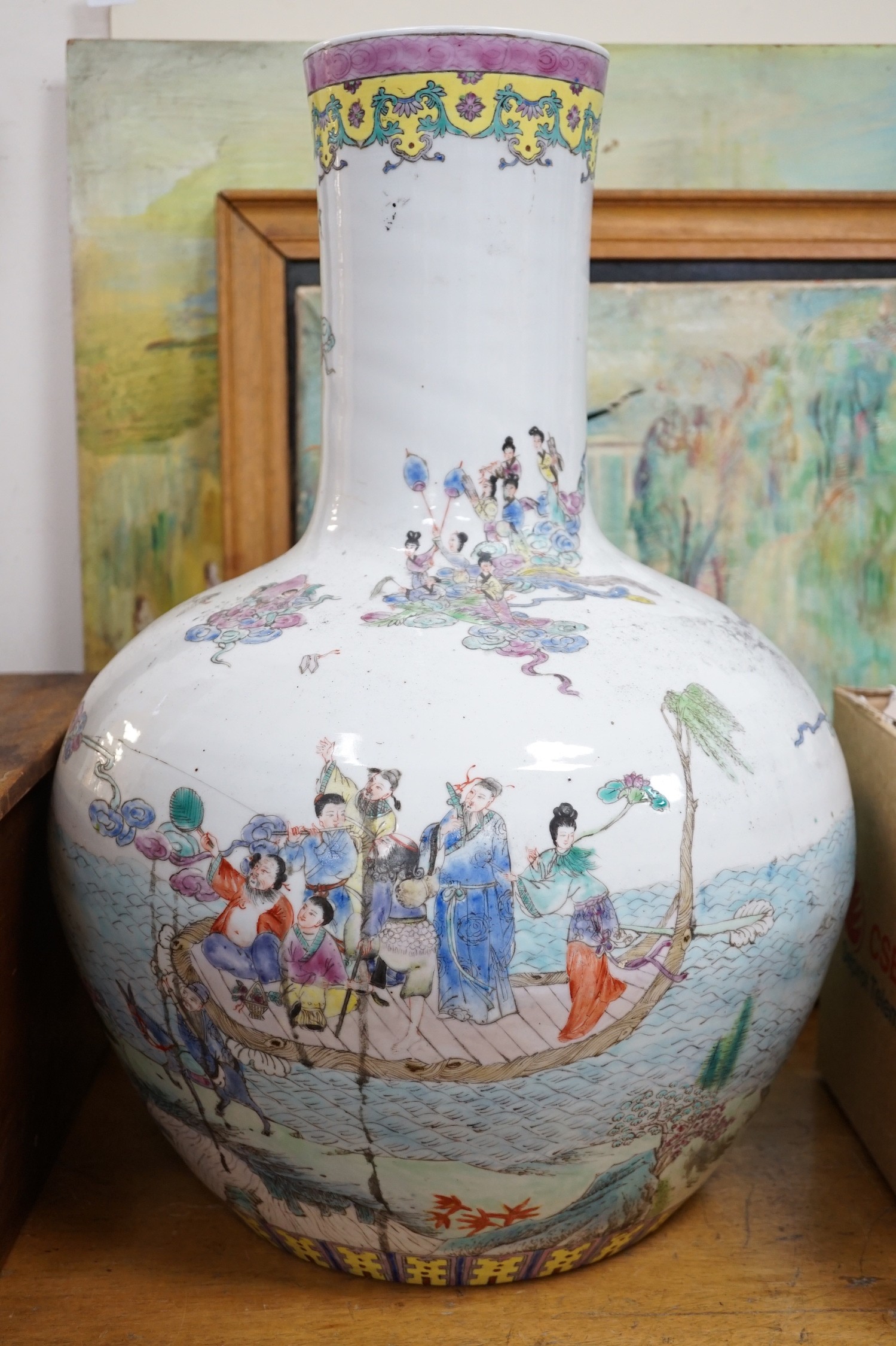 A large 20th century Chinese famille rose bottle vase, 53cm